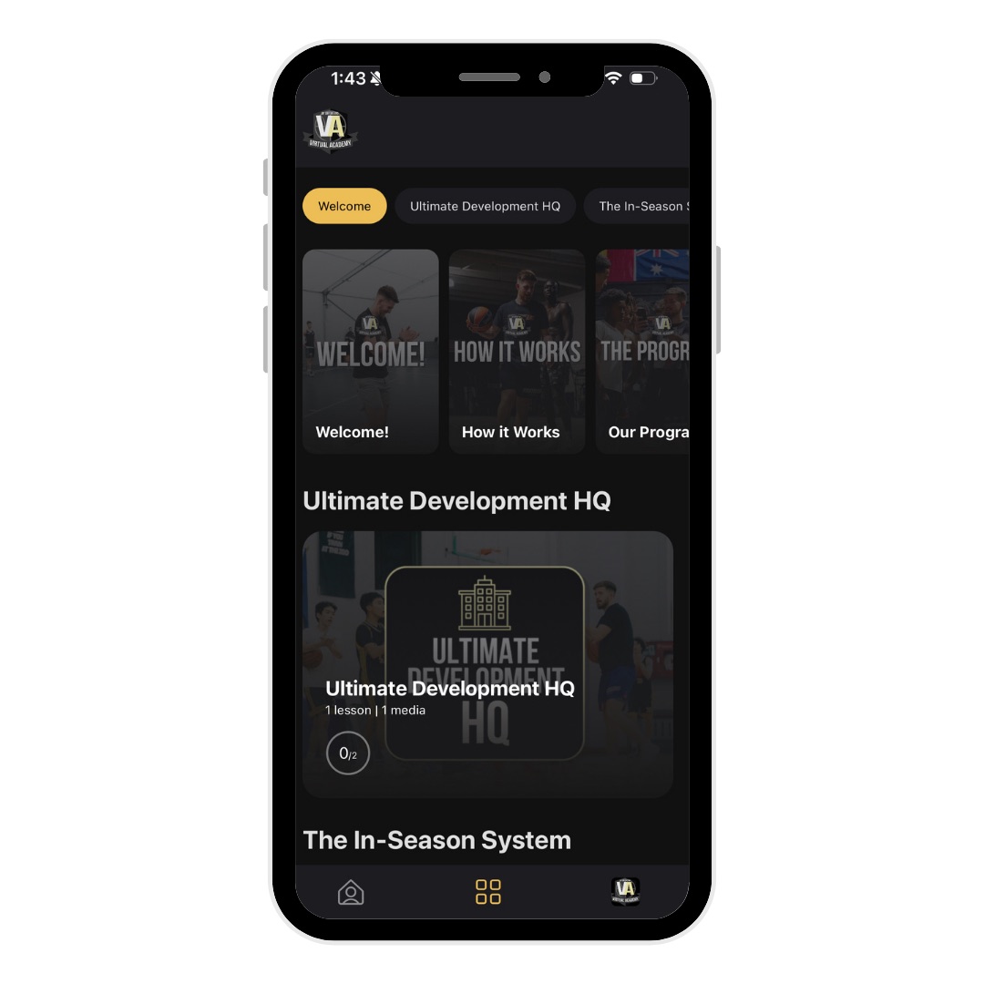 The Virtual Academy app home screen